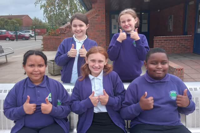 Thumbs up from Orchard Academy pupils