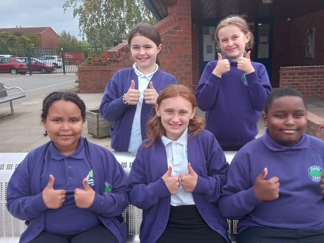 Thumbs up from Orchard Academy pupils