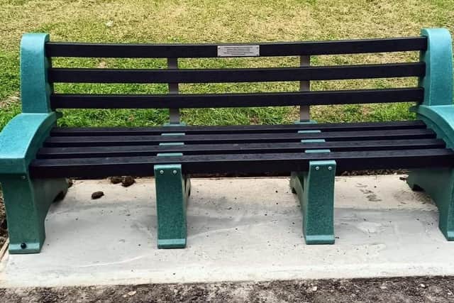 Ken's memorial bench is near Aldi at Stantonbury