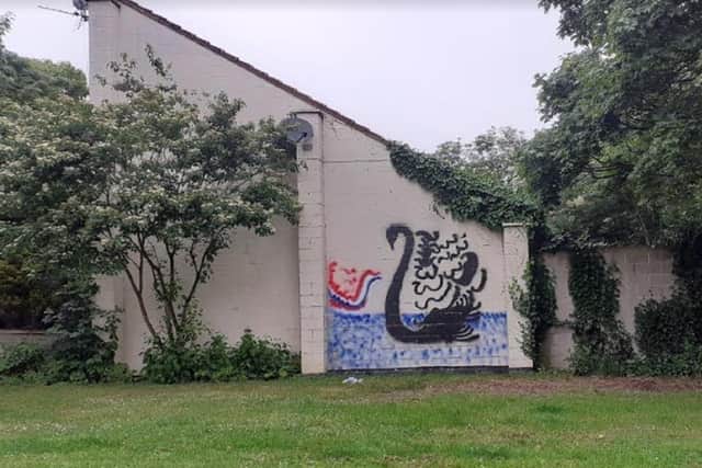 The Swan mural at Tinkers Bridge which has been defaced and covered with white paint