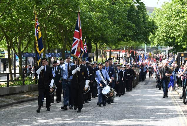 Hundreds of supporters lined the route of the Platinum Jubilee Parade from Midsummer Place to Campbell Park