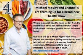 Michael Mosley is seeking people in Milton Keynes to eat breakfast with him next week and be filmed for his new TV show
