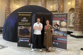 "Welcome to the planetarium." Ross Hockham of UK Astronomy and Sadie Bull of Stowe House