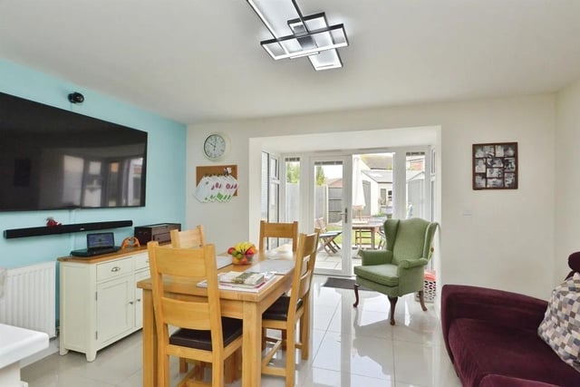 The property contains a joint living and dining room area
