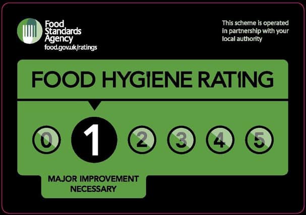 The restaurant was Food Standards Agency rating of 1