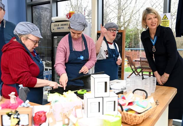 High Sheriff of Buckinghamshire meets learners running MK SNAP's cafe.