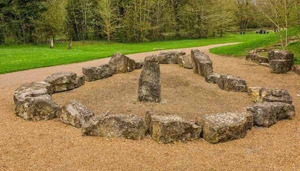 The stone circle at Great Linford Manor Park