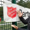 Peter Shilton shared his experience of addiction with] people from the local The Salvation Army's Homelessness Services Department