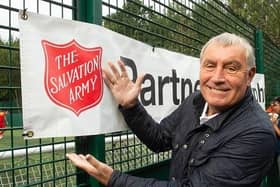 Peter Shilton shared his experience of addiction with] people from the local The Salvation Army's Homelessness Services Department
