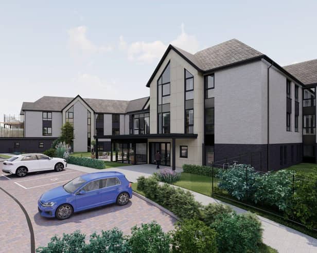 A CGI of the care home being built on the site of a former fire station in Milton Keynes
