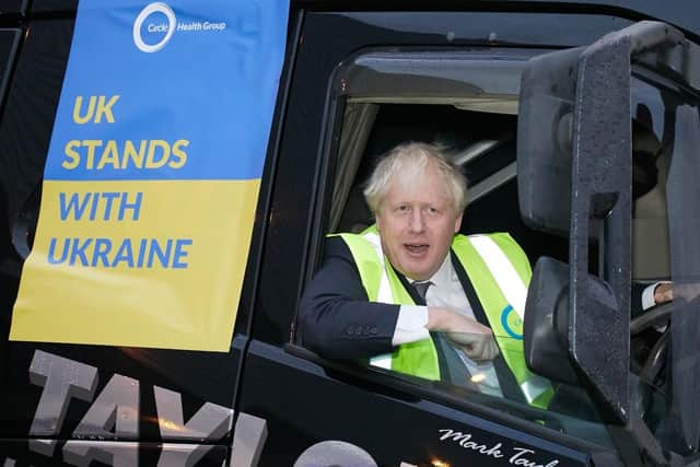 Boris helped out at the warehouse where supplies for Ukraine are stored