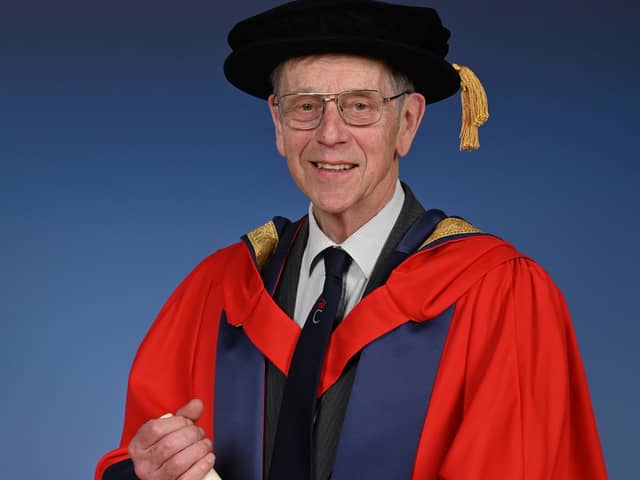 Roger Jefcoate receives his honorary doctorate. Photography by Marston Events