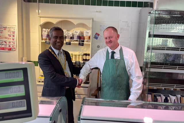 The mayor was impressed with Olney Butchers for their hard work during the Covid pandemic