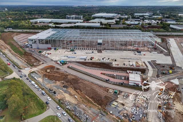The new Panattoni warehouses off the H3 near Newport Pagnell in the process of being built, Photo by Drone Over MK