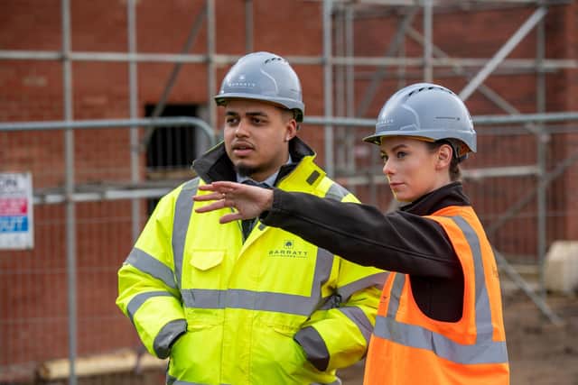 Sophie with a colleague on site at Fairfields