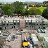A drone photo shows what is left of Mellish Court  tower block in Bletchley