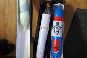 A decorated water rocket designed by Andy