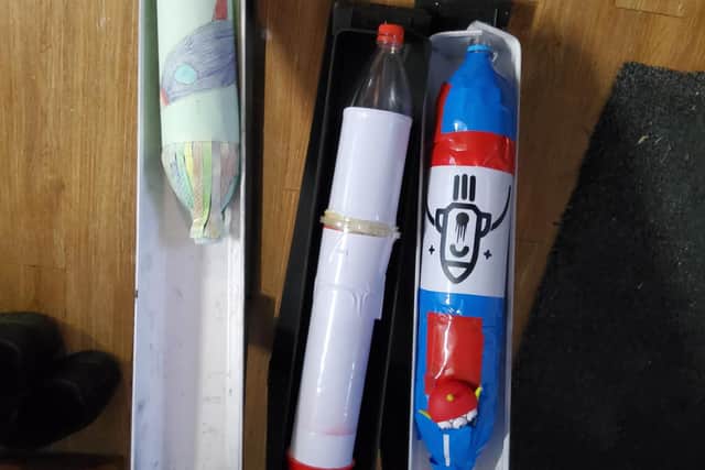A decorated water rocket designed by Andy