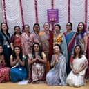 Volunteer ladies from BAPS Swaminarayan Sanstha MK wishing all visitors and worshippers 'Happy Diwali and a wonderful Hindu New Year'