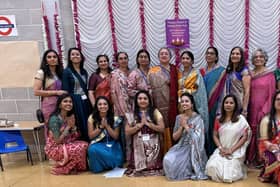 Volunteer ladies from BAPS Swaminarayan Sanstha MK wishing all visitors and worshippers 'Happy Diwali and a wonderful Hindu New Year'