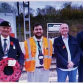 Milton Keynes duty station manager Harley Hilton with representatives of veterans organisations at Milton Keynes Central
