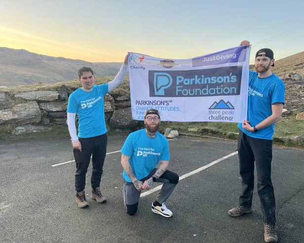 1.	(from L to R) Tom Taylor, Jonny Taylor and Dave Turner from Gulliver’s Land who took on the Three Peaks challenge for Parkinson’s UK.
