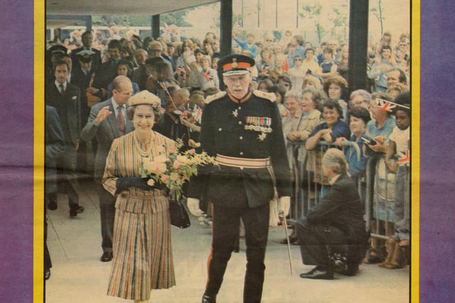 Milton Keynes Express Souvenir from the 1979 Royal visit showing the Queen holding a bouquet of flowers. Photo: Living Archive MK