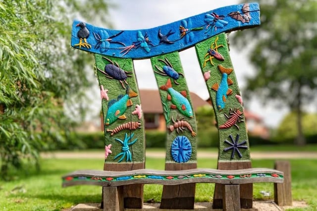 Commissioned by Great Linford Parish Council with support from The Parks Trust, Public Art Trust MK, Canal & River Trust and MK Council, the Gyosei Art Trail was created for local residents to enjoy. Completed in 2016 the trail on the Canal Broadwalk in Milton Keynes consists of eight pieces in total each piece relates to the themes of Japanese connection, canal history, and natural history.