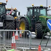 Farmers attend a protest in Milton Keynes