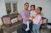 Vivek Bhardwaj and Shagun Garg, pictured with their daughter Aarika, bought a new home at Tattenhoe Park in Milton Keynes with a £20,500 contribution from Bellway.