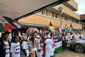 Residents gathered outside Milton Keynes City Council offices calling on councillors to pass ceasefire motion on Palestine