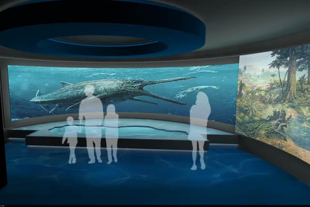 Artist's impression of the Ichthyosaur as Milton Keynes Museum intends to display it