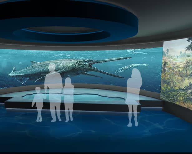 Artist's impression of the Ichthyosaur as Milton Keynes Museum intends to display it