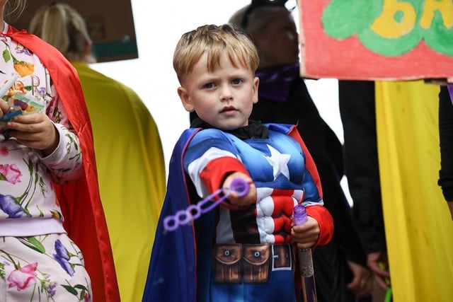 The parade theme Heroes & Villains inspired some great costumes including this little lad's Captain America outfit