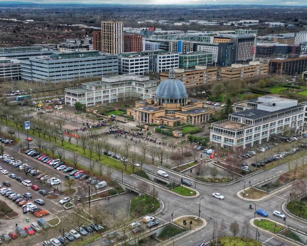 This aerial image is Central Milton Keynes was taken by Drone Over MK