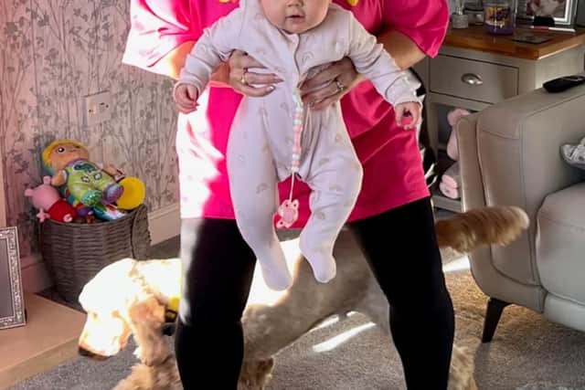 Three generations: Amanda prepares for the challenge with her son and her grandaughter