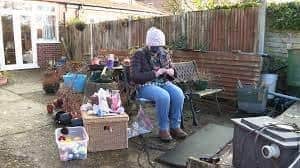 Knitting Nana pictured during her anonymous ITV news interview in 2021