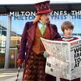 Isaac Sugden (Charlie Bucket) and Gareth Snook ( Willy Wonka) celebrated their arrival at MK Theatre ahead of the opening of Charlie and the Chocolate Factory
