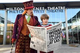 Isaac Sugden (Charlie Bucket) and Gareth Snook ( Willy Wonka) celebrated their arrival at MK Theatre ahead of the opening of Charlie and the Chocolate Factory