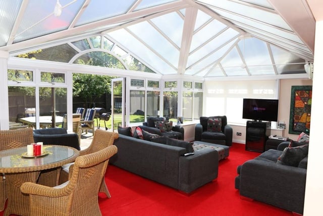 There is a spacious conservatory