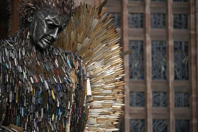 The sculpture is made from 100,000 knives