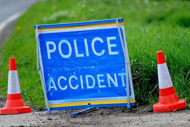 Road accident. Generic police accident sign