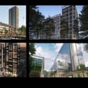 Some of the high rise buildings planned for, or already built, at Central Milton Keynes