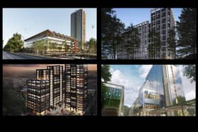 Some of the high rise buildings planned for, or already built, at Central Milton Keynes