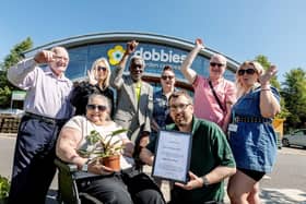 Friends of Courtneys Lodge Sheltered Housing were selected by Dobbies’ Milton Keynes store as this year’s Dobbies Community Gardens winner. They are pictured with Ops Manager Andrew Brown.