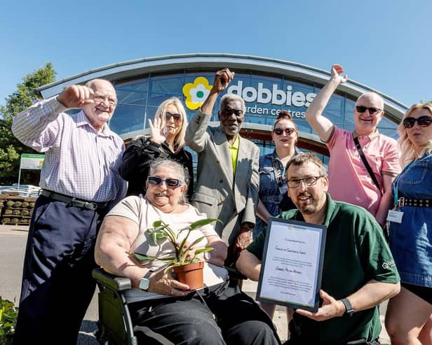 Friends of Courtneys Lodge Sheltered Housing were selected by Dobbies’ Milton Keynes store as this year’s Dobbies Community Gardens winner. They are pictured with Ops Manager Andrew Brown.