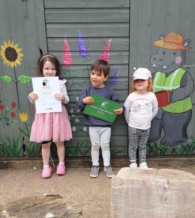 Hampstead Gate Day Nursery children with their Harry the Hippo mural 