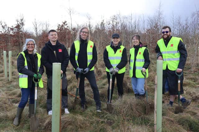 TEAM employees getting ready to plant trees at Forest of Marston Vale