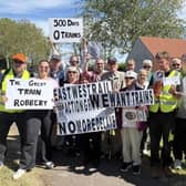 The protest rally was held at Bletchley station