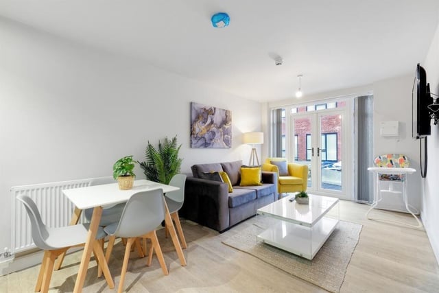 The living and dining area in another one of the flats